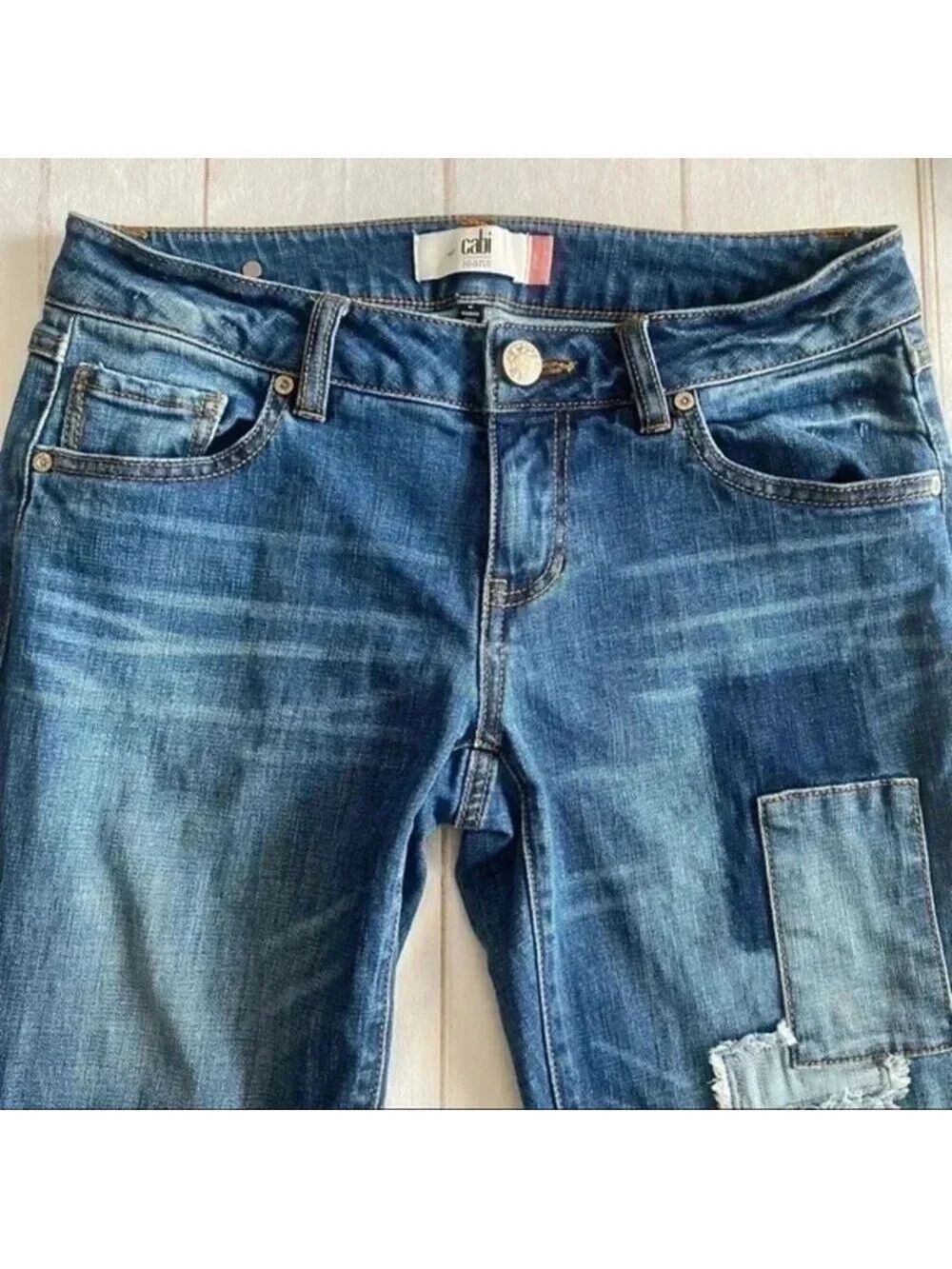 CAbi Slim Boyfriend Patchwork Jeans #5308 Sz 2 - Picture 12 of 16